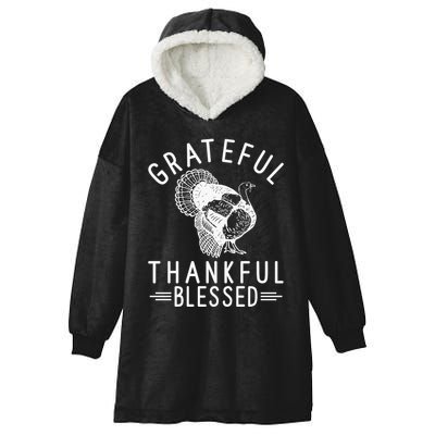 Grateful Thankful Blessed Hooded Wearable Blanket