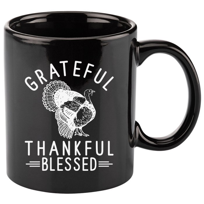 Grateful Thankful Blessed 11oz C Handle Ceramic Mug