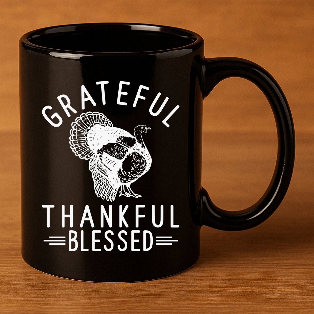 Grateful Thankful Blessed 11oz C Handle Ceramic Mug