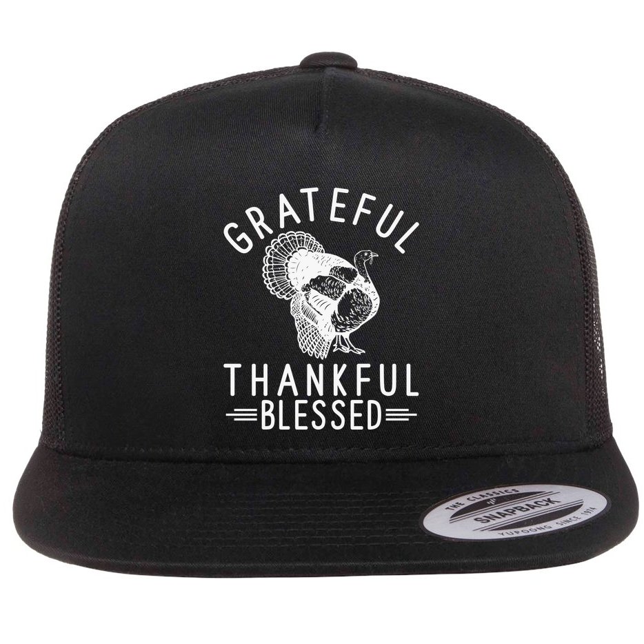 Grateful Thankful Blessed Flat Bill Trucker Hat