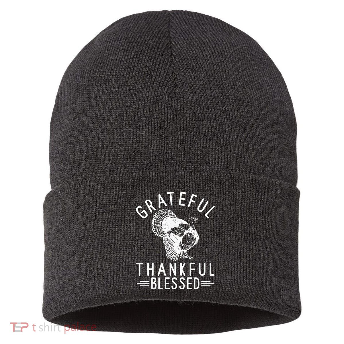 Grateful Thankful Blessed Sustainable Knit Beanie