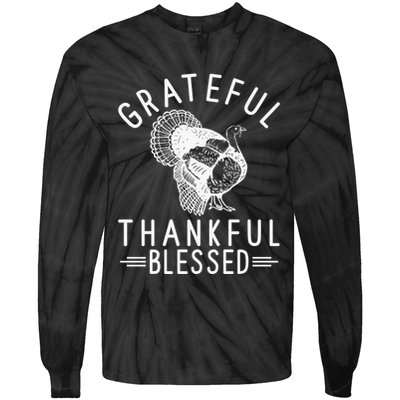 Grateful Thankful Blessed Tie-Dye Long Sleeve Shirt
