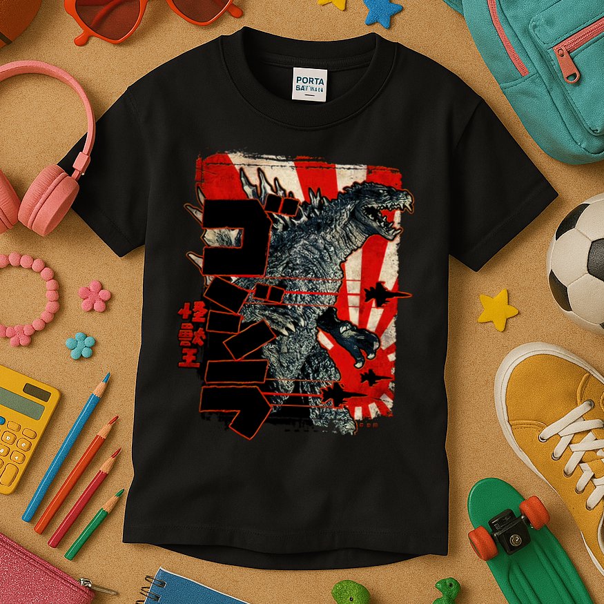 Monster Art Biollante Kaiju Alphabet Japanese Kids T-Shirt