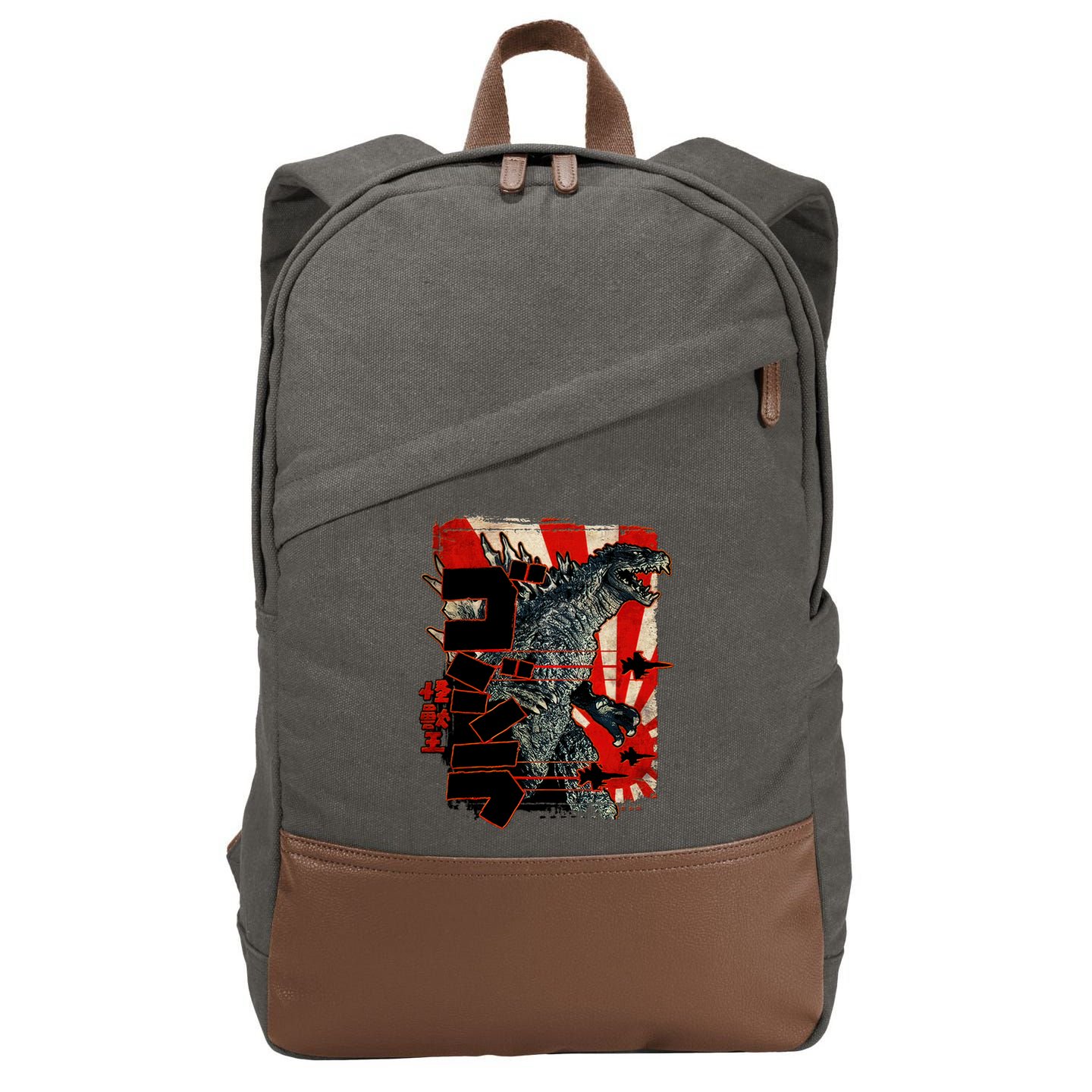 Monster Art Biollante Kaiju Alphabet Japanese Cotton Canvas Backpack