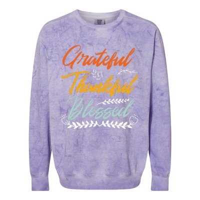 Grateful Thankful Blessed Thanksgiving Colorblast Crewneck Sweatshirt