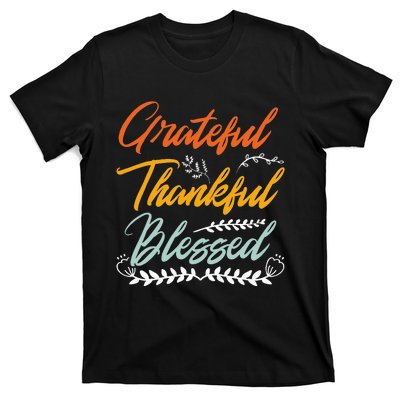 Grateful Thankful Blessed Thanksgiving T-Shirt