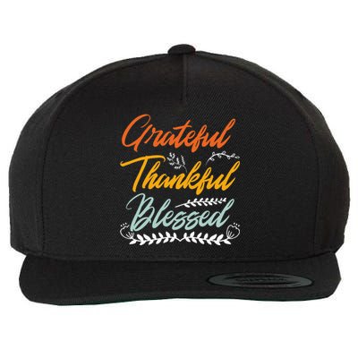 Grateful Thankful Blessed Thanksgiving Wool Snapback Cap