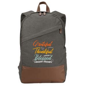 Grateful Thankful Blessed Thanksgiving Cotton Canvas Backpack