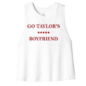 Go Taylors Boyfriend Football Fan Funny Women's Racerback Cropped Tank