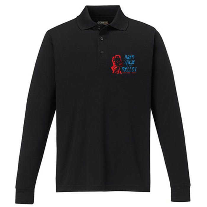 Grab Them By The Ballot P.R.O R.O.E. 1973 Performance Long Sleeve Polo