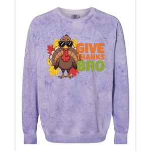 Give Thanks Bro Cute Turkey Thankful Thanksgiving Colorblast Crewneck Sweatshirt