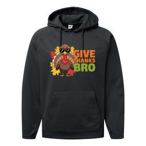 Give Thanks Bro Cute Turkey Thankful Thanksgiving Performance Fleece Hoodie