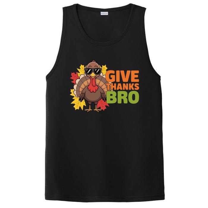 Give Thanks Bro Cute Turkey Thankful Thanksgiving PosiCharge Competitor Tank