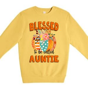 Grandma Tee Blessed To Be Called Auntie Fall Art Gift Premium Crewneck Sweatshirt