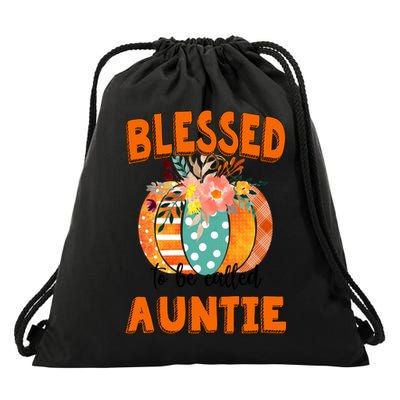 Grandma Tee Blessed To Be Called Auntie Fall Art Gift Drawstring Bag