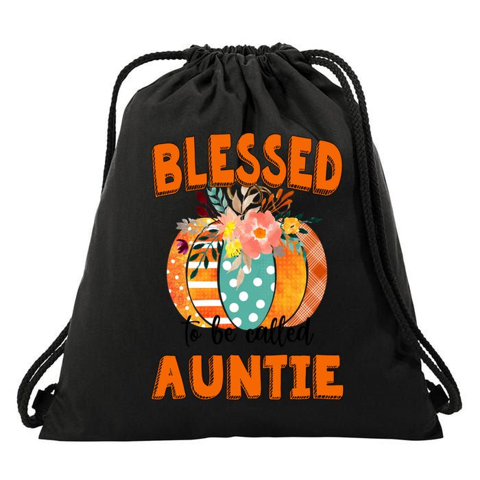 Grandma Tee Blessed To Be Called Auntie Fall Art Gift Drawstring Bag