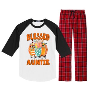 Grandma Tee Blessed To Be Called Auntie Fall Art Gift Raglan Sleeve Pajama Set