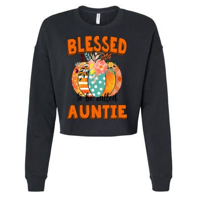 Grandma Tee Blessed To Be Called Auntie Fall Art Gift Cropped Pullover Crew