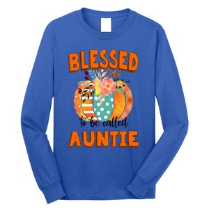 Grandma Tee Blessed To Be Called Auntie Fall Art Gift Long Sleeve Shirt