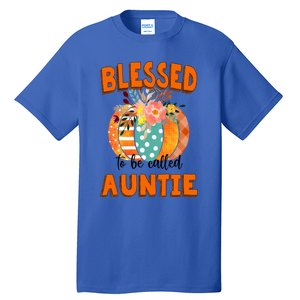 Grandma Tee Blessed To Be Called Auntie Fall Art Gift Tall T-Shirt