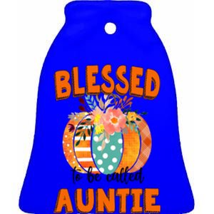 Grandma Tee Blessed To Be Called Auntie Fall Art Gift Ceramic Bell Ornament