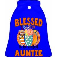 Grandma Tee Blessed To Be Called Auntie Fall Art Gift Ceramic Bell Ornament