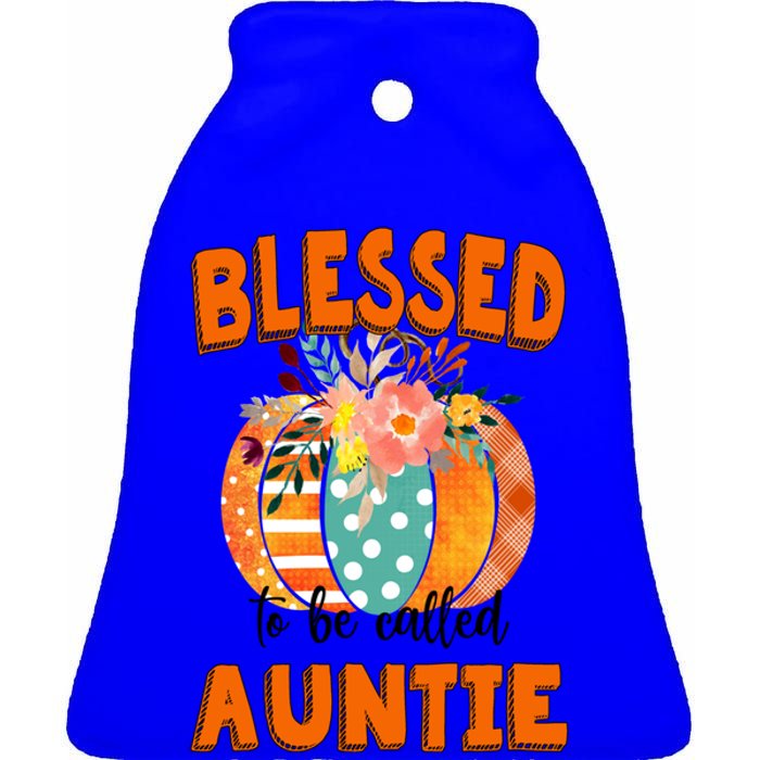 Grandma Tee Blessed To Be Called Auntie Fall Art Gift Ceramic Bell Ornament