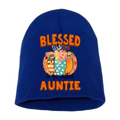 Grandma Tee Blessed To Be Called Auntie Fall Art Gift Short Acrylic Beanie