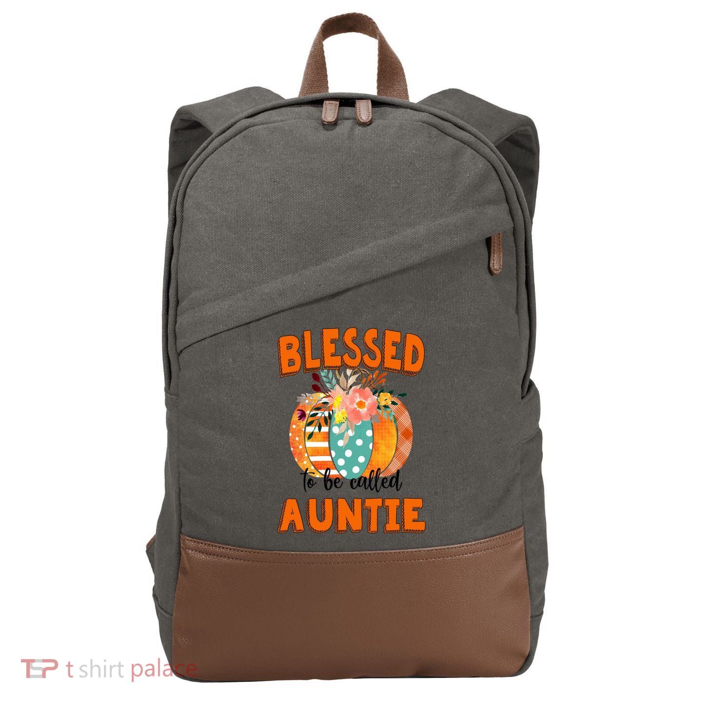 Grandma Tee Blessed To Be Called Auntie Fall Art Gift Cotton Canvas Backpack