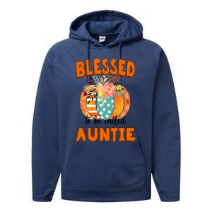 Grandma Tee Blessed To Be Called Auntie Fall Art Gift Performance Fleece Hoodie