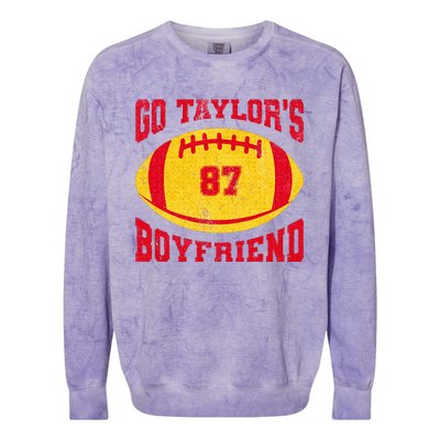 Go T.aylors Boyfriend Football Season Game Day Vintage Colorblast Crewneck Sweatshirt