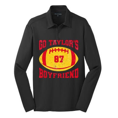 Go T.aylors Boyfriend Football Season Game Day Vintage Silk Touch Performance Long Sleeve Polo