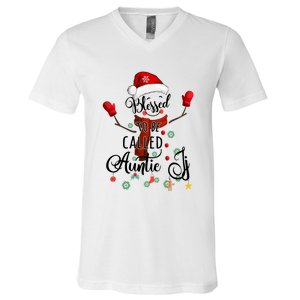 Grandma Tee Blessed To Be Called Auntie Snow Cool Gift V-Neck T-Shirt