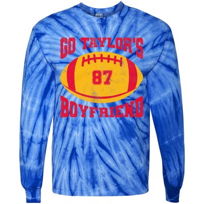 Go T.aylors Boyfriend Football Season Game Day Vintage Tie-Dye Long Sleeve Shirt