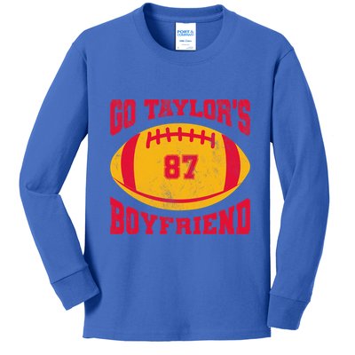 Go T.aylors Boyfriend Football Season Game Day Vintage Kids Long Sleeve Shirt