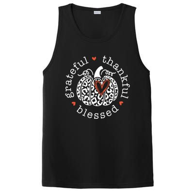 Grateful Thankful Blessed Leopard Pumpkin Autumn Fall Vibes Gift PosiCharge Competitor Tank