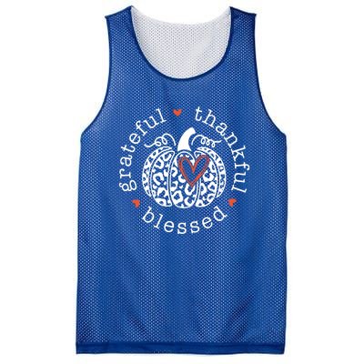 Grateful Thankful Blessed Leopard Pumpkin Autumn Fall Vibes Gift Mesh Reversible Basketball Jersey Tank