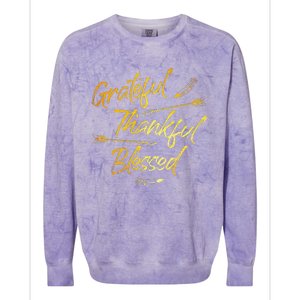 Grateful Thankful Blessed Gold Thanksgiving Day Gift Colorblast Crewneck Sweatshirt