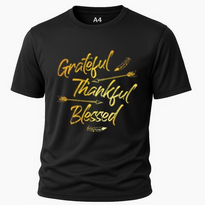 Grateful Thankful Blessed Gold Thanksgiving Day Gift Performance Shirt