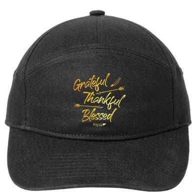 Grateful Thankful Blessed Gold Thanksgiving Day Gift 7-Panel Snapback Hat