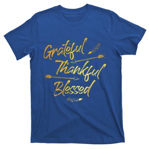 Grateful Thankful Blessed Gold Thanksgiving Day Gift T-Shirt