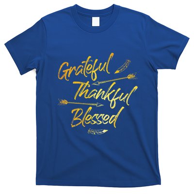 Grateful Thankful Blessed Gold Thanksgiving Day Gift T-Shirt