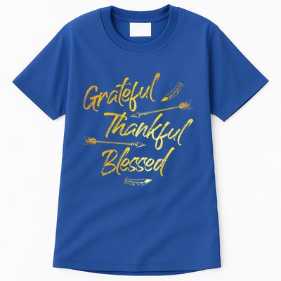 Grateful Thankful Blessed Gold Thanksgiving Day Gift Tall T-Shirt