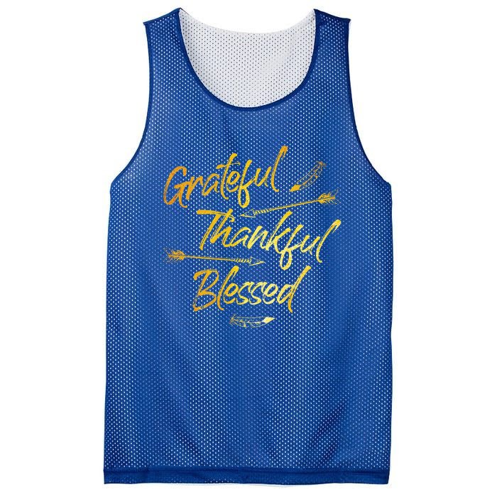 Grateful Thankful Blessed Gold Thanksgiving Day Gift Mesh Reversible Basketball Jersey Tank