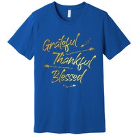 Grateful Thankful Blessed Gold Thanksgiving Day Gift Premium T-Shirt