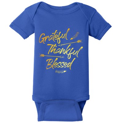 Grateful Thankful Blessed Gold Thanksgiving Day Gift Baby Bodysuit