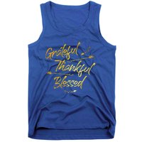 Grateful Thankful Blessed Gold Thanksgiving Day Gift Tank Top