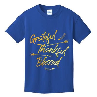 Grateful Thankful Blessed Gold Thanksgiving Day Gift Kids T-Shirt