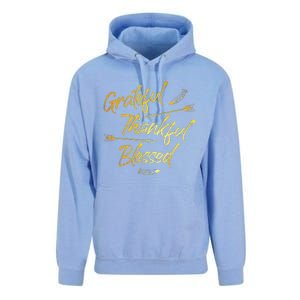 Grateful Thankful Blessed Gold Thanksgiving Day Gift Unisex Surf Hoodie