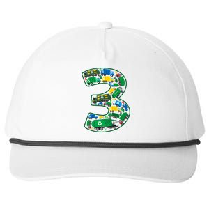 Garbage Truck Boy 3rd Birthday 3 Years Old Garbage Truck Boy Snapback Five-Panel Rope Hat